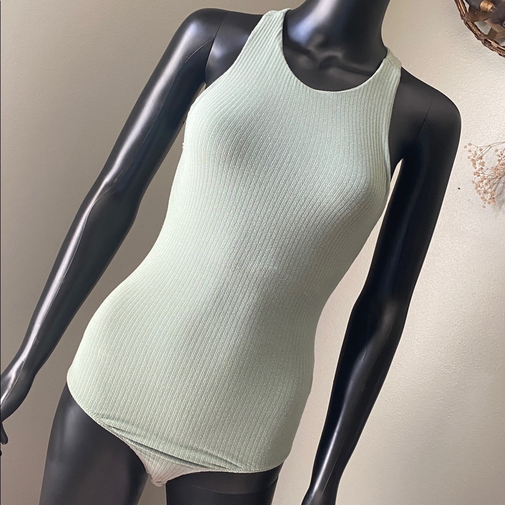 Altar'd State Ribbed Bodysuit - Sage
